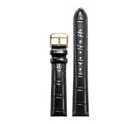 AZSHIW Bracelet Long en cuir de vache, 90mm + 135mm, noir et marron, accessoires universels for hommes, Compatible avec (Bracelet montre Longines/Tissot/Tudor)(Black D gold,18mm)