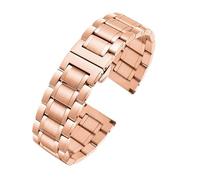 AZSHIW Bracelet unisexe en acier massif, compatible avec les montres Longines, Tissot, Casio, Citizen, avec boucle papillon en métal, 18 mm, 20 mm, 21 mm, 22 mm, 24 mm(Rose Gold,21mm)