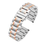 AZSHIW Bracelet unisexe en acier massif, compatible avec les montres Longines, Tissot, Casio, Citizen, avec boucle papillon en métal, 18 mm, 20 mm, 21 mm, 22 mm, 24 mm(Silver Rose Gold,22mm)