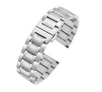 AZSHIW Bracelet unisexe en acier massif, compatible avec les montres Longines, Tissot, Casio, Citizen, avec boucle papillon en métal, 18 mm, 20 mm, 21 mm, 22 mm, 24 mm(Silver,16mm)