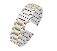 AZSHIW Bracelet unisexe en acier massif, compatible avec les montres Longines, Tissot, Casio, Citizen, avec boucle papillon en métal, 18 mm, 20 mm, 21 mm, 22 mm, 24 mm(Silver Gold,18mm)