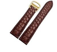 AZSHIW Compatible avec le bracelet de montre Cartier Crocodile SOLO Rotonde, boucle pliante classique, accessoires for hommes et femmes, 18 mm, 20, 22(Brown golden,17mm-width)