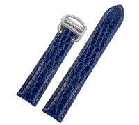 AZSHIW Compatible avec le bracelet de montre Cartier Crocodile SOLO Rotonde, boucle pliante classique, accessoires for hommes et femmes, 18 mm, 20, 22(Blue-silver,24mm-width)