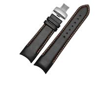 AZSHIW Compatible avec le bracelet de montre en cuir vachette Tissot 1853 for homme Couturier T035617A T035407A(Black-orange-silver,22mm)