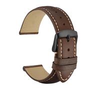 AZSHIW Compatible avec les bracelets de montre en cuir 14mm 15mm 16mm 17mm 18mm 19mm 20mm 21mm 22mm 23mm 24mm bracelet de montre intelligente boucle noire(Dark Brown-WH Stitch,24mm)