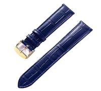 AZSHIW Compatible avec les bracelets de montre en cuir for hommes et femmes, fermoir déployant Cartier London Solo Key, 17/18/20/22 mm, accessoires(Dark blue gold,15)