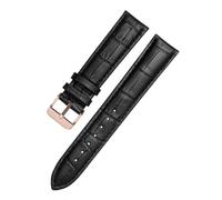 AZSHIW Compatible avec les bracelets de montre en cuir noir de taille 12 mm, 14 mm, 15 mm, 16 mm, 18 mm, 19 mm, 20 mm, 21 mm, 22 mm, 24 mm(Black rose gold,24mm)