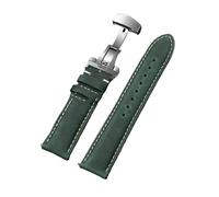 AZSHIW Compatible avec les bracelets de montre Omega 14/16/18/20/22/24 mm à dégagement rapide, compatible avec les bracelets de montre en cuir vintage, boucles papillon(Green-Silver,20mm)