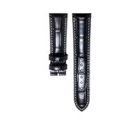 AZSHIW Compatible avec Longines Masters Collection HYDROCONQUEST L3 L4 L2.628/L2.673 bracelet de montre en cuir vache 15 19 20 21mm(Black no clasp,20mm)