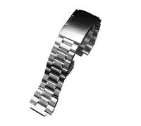 AZSHIW Compatible avec Timex Tidal TW2R55500 T2N720 T2N721 T2N739 Bracelet de montre en acier inoxydable massif for homme 24 x 16 mm Bracelet noir argenté(B-silver)