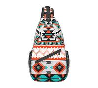 Aztec Design Sling Bag Crossbody Backpack Southwest Native American Geometric Chevron Colorful Aztec Pattern Sports Travel Randonnée Daypack Navajo Print Chest Bag Shoulder Bag for Women Men
