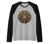 Aztec Maya Azteca Sun Stone Ancien Calendrier Maya Manche Raglan