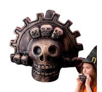 Aztec Skull Whistle - Ancient Style Wind Instrument for Collectors Decor | Ceramic Craft with Sound Design, Handheld Musical Ornament for Display Learning and Cultural Themes, 10,4x9,2x7,5 cm