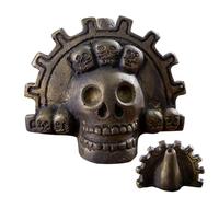 Aztec Skull Whistle - Ancient Style Wind Instrument for Collectors Decor | Ceramic Craft with Sound Design, Handheld Musical Ornament for Display Learning and Cultural Themes, 10,4x9,2x7,5 cm