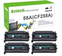 Aztech Lot de 4 Cartouches de Toner de Rechange pour 58A CF258A 58X CF258X Laserjet Pro M404n M404dn MFP M428fdw M428dw M428fdn Noir