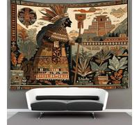 Aztèque Déesse tenant un sceptre cérémoniel Tapisserie 3D Tenture Murales Décorations Pour La Maison Pour La Chambre 100cmx150cm