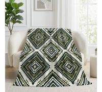 Aztèque Losanges Plaid Polaire 150 x 200 cm Couverture Polaire | Totem Géométrique Zigzags Triangles Douce et Confortable Couverture en Flanelle, pour Chambre Canapé et Lit Couvertures
