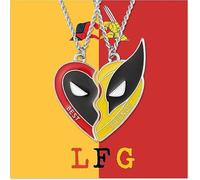azttior Collier Dead Figurine Dedpol & Wolverine pour 2, Pendentif Plaque d'Identité Rouge et Jaune, Super-Héros BFF Collier d'Amitié pour Hommes et Femmes, Cadeau pour Fans Marvel, Bijoux en Alliage