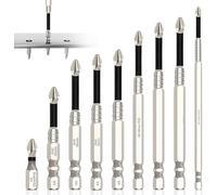 Azttior Ensemble d'Embouts Visseuse Haut MagnéTique 9 Pièces, Embouts de Visseuse Aimanté, Multifonction Embout PH2 Long Visseuse Et Anti-DéRapant Embout Tournevis (25-150 mm), Tige Hexagonale 1/4