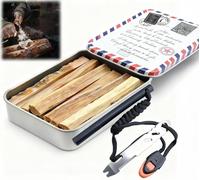 Azttior Kit Feu Pierre à Feu Survie - Tige Magnésium, 5-8 Bâtons de Kienspan, Grattoir Multifonctions, Boîte Étanche, Allume Feu Survie, Briquet à Silex pour Allumettes Survie, Camping, Randonnée