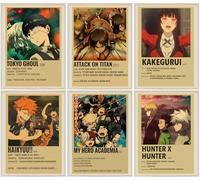 azttior Lot de 6 Posters Manga en Toile (A3), Affiches Anime Haute Définition pour Décoration Murale, Décoration Affiche Tableaux Manga pour Chambre, Salon, Poster Anime sur Toile