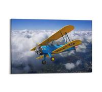 AZTU Poster vintage de la Seconde Guerre mondiale - Stearman PT-17 - Kaydet Trainer - Toile décorative pour chambre à coucher - 30 x 45 cm