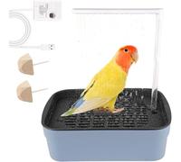 AzulLanse Receveur de douche automatique pour oiseaux, motif perroquet, avec douche, bain d'eau pour animaux de compagnie, pompe à eau USB, levier de pulvérisation, 2 pierres molaires (gris)