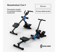 Azura Rameur hybride presse abdominale 2 en 1 12 niveaux acier