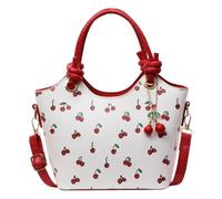 AZURAOKEY Sac à main haut de gode en cuir Femmes Sac à bandoulière Cherry Crossbody & Pendant (Rouge)