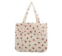 AZURAOKEY Sacs à main esthétiques pour femme - Sac fourre-tout en toile avec imprimé fraise - Sac fourre-tout en velours côtelé, Blanc, 14.57x12.2x3.74 inches