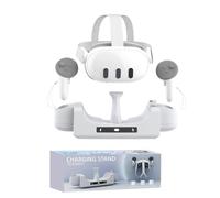 AZURAOKEY Station de charge améliorée pour Meta/Oculus Quest 3, casque simultanément VR, accessoires antidérapants avec voyant lumineux pour Meta/Oculus Quest 3