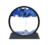 AzureLeap Peinture de Sable Mobile Cadre Sablier Art de Sable en Mouvement Sable Dynamique dans un Verre Rond Paysage 3D pour Bureau et Décoration Maison (Bleu, 12 Pouces)