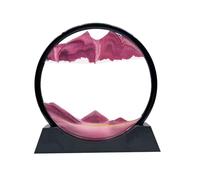 AzureLeap Peinture de Sable Mobile Cadre Sablier Art de Sable en Mouvement Sable Dynamique dans un Verre Rond Paysage 3D pour Bureau et Décoration Maison (Rose, 12 Pouces)