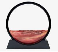 AzureLeap Peinture de Sable Mobile Cadre Sablier Art de Sable en Mouvement Sable Dynamique dans un Verre Rond Paysage 3D pour Bureau et Décoration Maison (Rouge, 12 Pouces)