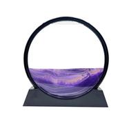 AzureLeap Peinture de Sable Mobile Cadre Sablier Art de Sable en Mouvement Sable Dynamique dans un Verre Rond Paysage 3D pour Bureau et Décoration Maison (Violet,12 Pouces)