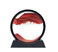 AzureLeap Peinture de Sable Mobile - Cadre Sablier, Images de l'art du Sable en Mouvement, Sable Dynamique dans un Verre Rond, 3D Sable de Paysage pour le Bureau Maison Décoration（Rouge, 7 Pouces）