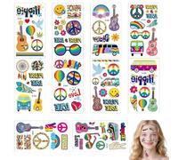 AzureRay 10 Feuilles de Tatouages Temporaires pour Adultes et Enfants - Tatouage Enfant, Tatouage Éphémère Enfant, Motifs Hippies Flower Power, PeaceVibe, Symboles d'Amour et Paix pour Fêtes, Festival