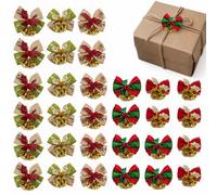 AzureRay 30 Nœuds de Noël avec Clochettes, Réutilisables pour Décorations | 5 couleurs classiques de Noël, 6 pièces par couleur, Indéformable, Couleurs vives, Décorer sapins, cadeaux et couronnes