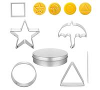 AzureRay Biscuit pour Squid Game, 7 Pièces Emporte-Pièces pour Biscuits Dalgon-a Coréens en Acier Inoxydable, Formes Étoile Carré Triangle Round Umbrella, Moules à Pâtisserie pour Squid Game