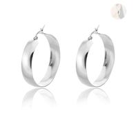 AzureRay Créoles Argent Femme - Boucles d'Oreilles Créoles Épaisses en Argent, 40 mm, Hypoallergéniques et Légères, Créoles Plaqué Or Véritable, Pour Tous les Jours ou Soirée Élégante