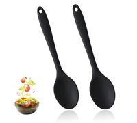 AzureRay Cuillère de Service en Silicone, Lot de 2 Grandes Cuillères Noires Sans BPA, Résistantes à la Chaleur pour Cuisine, Mélanger et Servir