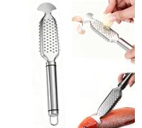 AzureRay Ecailleur Poisson Professionnel 3 en 1 en Acier Inoxydable - Outil de Cuisine Polyvalent Combinant Grattoir, Râpe à Ail/Gingembre et Ecailleur, pour Saumon, Truite et Gros Poissons