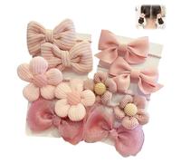 AzureRay Lot de 10 chouchous à cheveux mignons pour filles avec nœuds pour cheveux rose et motif floral, joli ensemble d'accessoires pour cheveux pour bébé et enfants