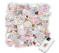 AzureRay Lot de 120 autocollants Y2K, Autocollants esthétiques avec nœud rose, Stickers Cute en Vinyle pour bouteille d'eau, Ordinateur portable