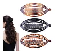 AzureRay Lot de 3 Pinces Banane pour Cheveux Fins/Épais/Curly, Clip Banane Cheveux Femme Élégante Motif Feuille - Banana Clip Forte Tenue, Tous les Jours/Occasions Spéciales