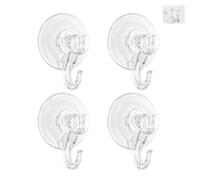 AzureRay Lot de 4 Crochets à Ventouse Extra Solides et Réutilisables, Pour Fenêtre, Verre, Salle de Bain et Cuisine,Transparent