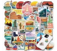 AzureRay Lot de 50 autocollants vintage imperméables - Stickers scrapbooking, autocollant scrapbooking, stickers pour Kindle, décoration vélo, valise, ordinateur portable