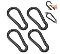 AzureRay Mousqueton Petit Noir, 4 Pièces en Fer 6 x 2.8cm Mini Mousqueton, Porte-clés de Fixation Polyvalent pour Polyvalent pour Camping, Voyage, Randonnée, Pêche, Sac à Dos