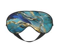 Azurite, bleu sarcelle et feuille d'or à motif marbré à l'huile, masque polyvalent, couverture complète, aide au sommeil, léger, respirant, voyage, camping
