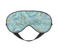 Azurite Bleu sarcelle et feuille d'or Motif marbre à l'huile Imprimé Fonctionnalité Masque de sommeil Léger Voyage Yoga Camping Extérieur Relaxation